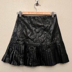 Zara Basic Faux Leather Pleated Skirt
